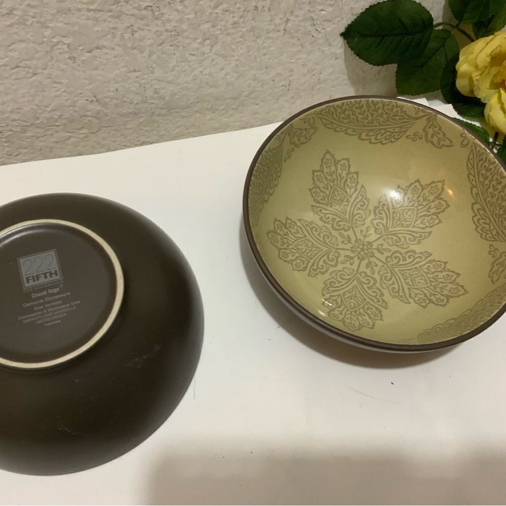 222 FIFTH PTS INTERNATIONAL CHANDI SAGE CEREAL BOWLS 6 5/8" SET OF 2 G7 - Picture 5 of 6